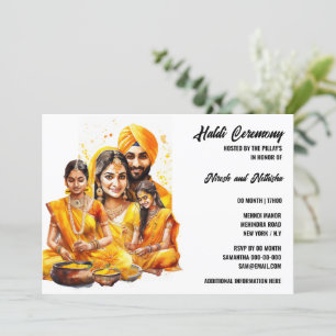 Haldi ceremonie bruidegom familie voor bruiloft kaart