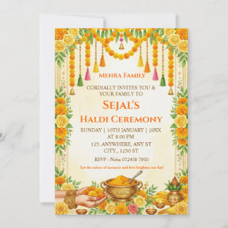 Haldi Ceremonie Uitnodigingskaart Kaart