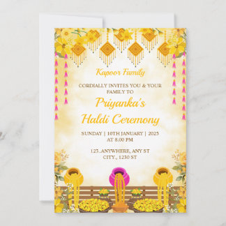 Haldi Ceremony Invitation Kaart, Maya-Kaart Kaart
