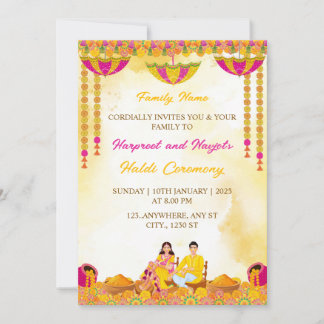 Haldi Ceremony Invitation, Maiyan Ceremony Card Kaart