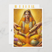 Haldi Ceremony Uitnodiging Kaart (Voorkant / Achterkant)