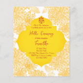 Haldi gele bloemen, uitnodiging voor het budget (Achterkant)