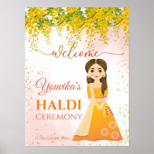 Haldi gele hangende bloemen poster