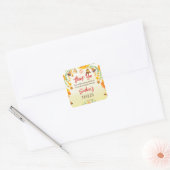 Haldi goudsbloemen klokken Indiase bruiloft dank u Vierkante Sticker (Envelop)