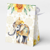 Haldi Indiase bruiloft olifant gele bloemen gunst Bedankdoosjes (Achterkant)
