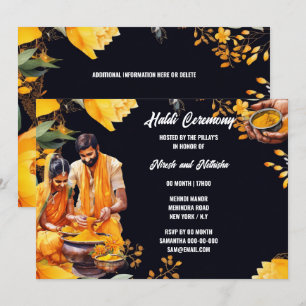 Haldi Indiase zuiveringsceremonie kurkuma bloemen Kaart