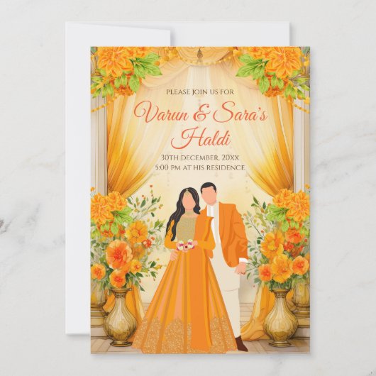 Haldi invite les invitations Digital Haldi (Devant)