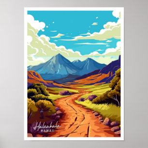 Haleakala Hawaii reizen illustratie Poster