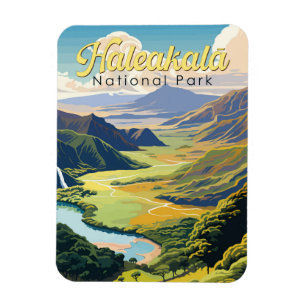 Haleakala Nationaal Park Illustratie Retro Magneet