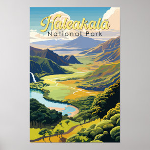 Haleakala Nationaal Park Illustratie Retro Poster