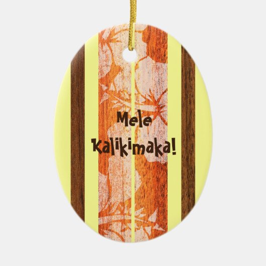Haleiwa Faux Wood Surfboard Ornament (Voorkant)