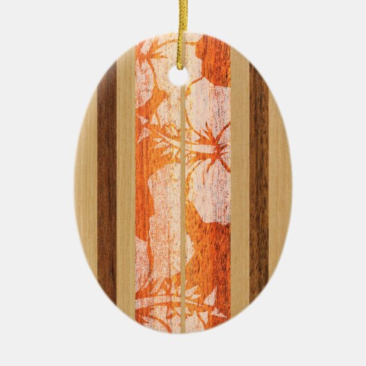 Haleiwa Faux Wood Surfboard Ornament (Voorkant)