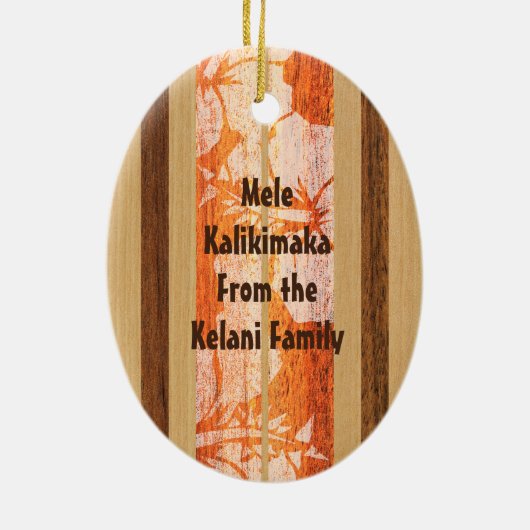 Haleiwa Faux Wood Surfboard Ornament (Achterkant)