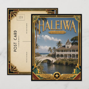 Haleiwa Hawaï Vintage Art Deco Gouden Tijdperk Briefkaart
