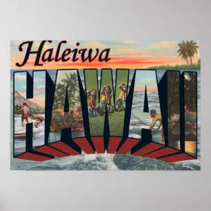Haleiwa, Hawaii - Grote letterscènes Poster