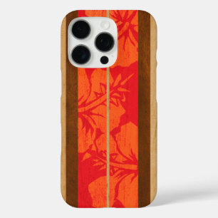 Haleiwa Surfboard Faux Wood Hibiscus in het rood iPhone 16 Pro Hoesje