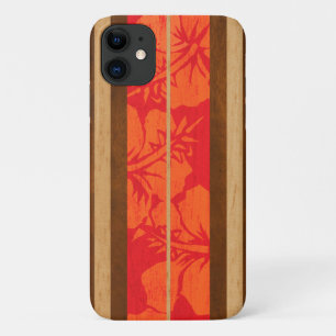 Haleiwa Surfboard Nep hout Hibiscus in Rood iPhone 11 Hoesje