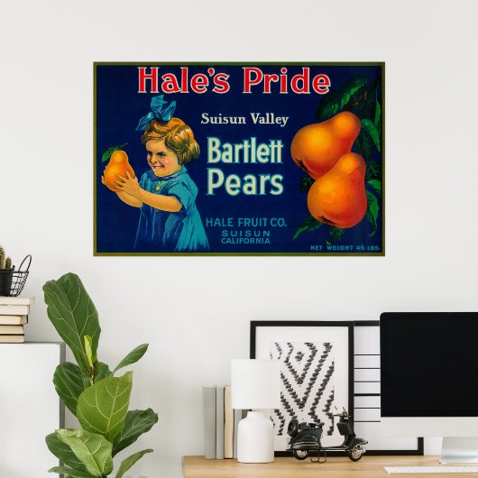 Hale's Pride Pear Crate LabelSuisun, CA Poster (Thuiskantoor)