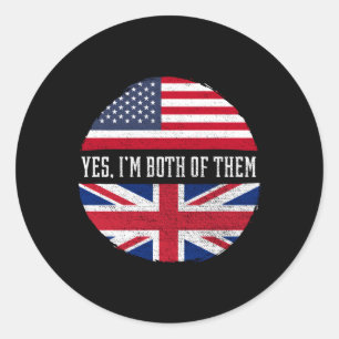 Half-American Half-British Usa Flag Verenigd Konin Ronde Sticker