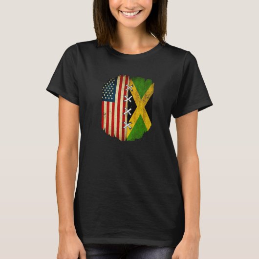 Half American Half Jamaican USA Flag Jamaica Flag T-shirt (Voorkant)