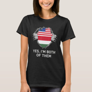 Half Amerikaan Half Hongaars USA Hongarije Vlag He T-shirt
