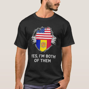 Half Amerikaans Half Andorrees USA Andorra Vlag Ma T-shirt
