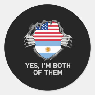 Half Amerikaans Half Argentijns VS Argentijnse vla Ronde Sticker