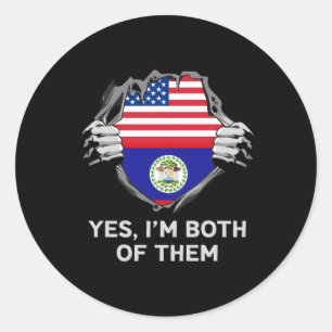 Half Amerikaans Half Belize VS Belize Vlag S Ronde Sticker