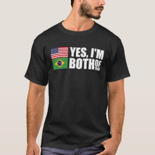 Half Amerikaans Half Braziliaans VS Brazilië Vlag  T-shirt
