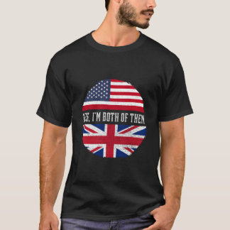 Half Amerikaans Half Brits Verenigde Staten Vlag V T-shirt