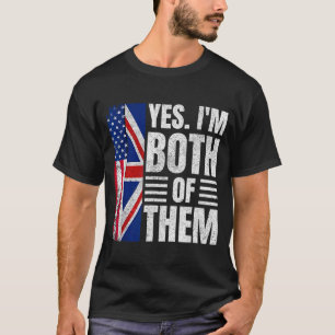 Half Amerikaans half Brits Verenigde Staten vlag V T-shirt