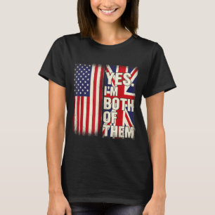 Half Amerikaans half Brits Verenigde Staten vlag V T-shirt