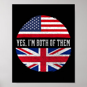 Half Amerikaans Half Brits Vlag Verenigde Staten V Poster