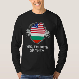 Half Amerikaans Half Bulgaars USA Bulgarije Vlag M T-shirt