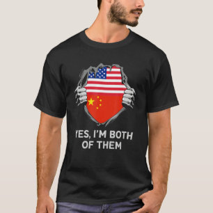 Half Amerikaans Half Chinees USA China Vlag Heren T-shirt
