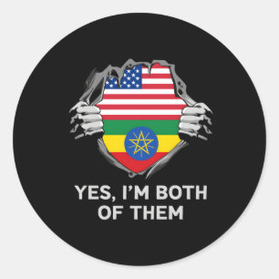 Half Amerikaans Half Ethiopisch VS Ethiopië Vlag S Ronde Sticker