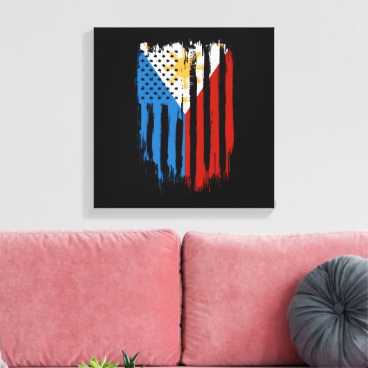 Half Amerikaans Half Filipijns Filipijns vlag Canvas Afdruk (Insitu (Woonkamer))