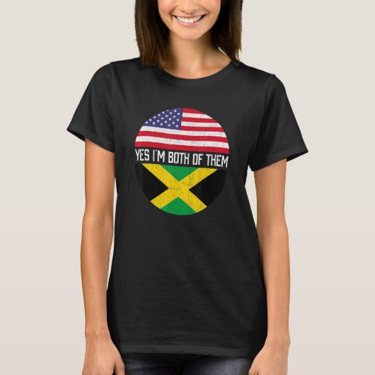 Half-Amerikaans half-Jamaicaanse Amerikaanse vlagf T-shirt (Voorkant)