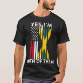 Half-Amerikaans half-Jamaicaanse VS vlag Jamaica H T-shirt (Voorkant)