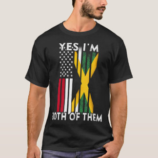 Half-Amerikaans half-Jamaicaanse VS vlag Jamaica H T-shirt