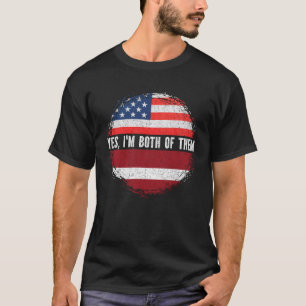 Half-Amerikaans half-Letse Amerikaanse vlag Letlan T-shirt