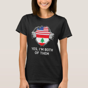 Half Amerikaans Half Libanees USA Libanon Vlag Her T-shirt