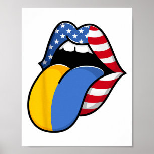 Half Amerikaans Half Oekraïens Vlag Van De Vs Gebo Poster