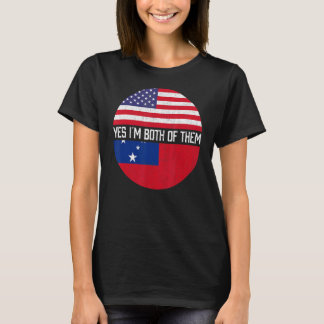 Half Amerikaans Half Samoaans VS Vlag Familie Erfg T-shirt
