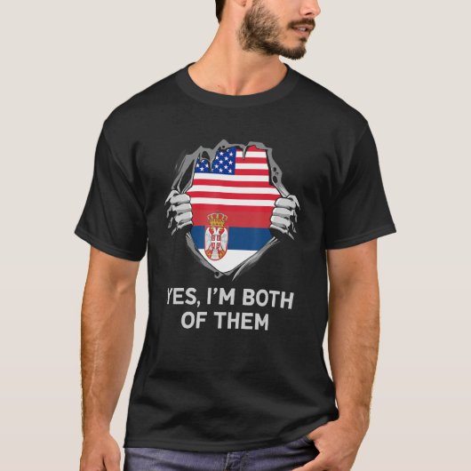 Half Amerikaans Half Servisch VS Servië Vlag Manne T-shirt (Voorkant)