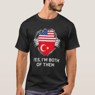Half Amerikaans Half Turks USA Turkije Vlag Heren T-shirt