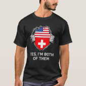 Half Amerikaans Half Zwitsers VS Zwitserland Vlag T-shirt (Voorkant)