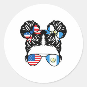 Half Amerikaanse Guatemalteekse Meisje Usa Guatema Ronde Sticker