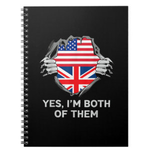 Half Amerikaanse Half Britse USA Engeland Vlag Her Notitieboek