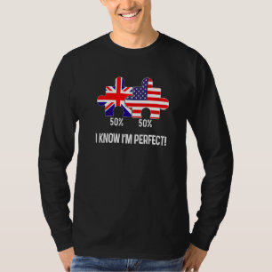 Half Amerikaanse Half Britse Vlag Kaart Gecombinee T-shirt